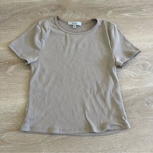 Gaze tan short sleeve shirt size small ribbed crop teen vacation brown